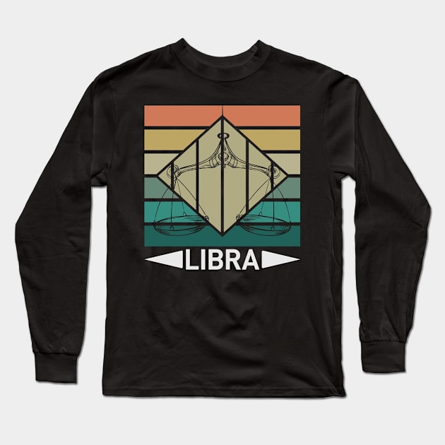 Libra Zodiac Vintage Horoscope Long Sleeve T-Shirt by GrafDot